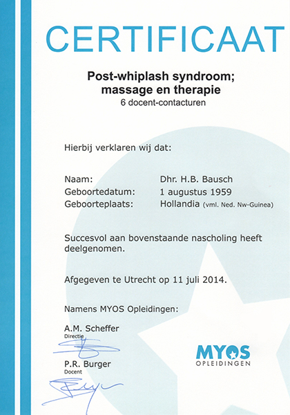 Body Aspects diploma Post Whiplash Syndroom